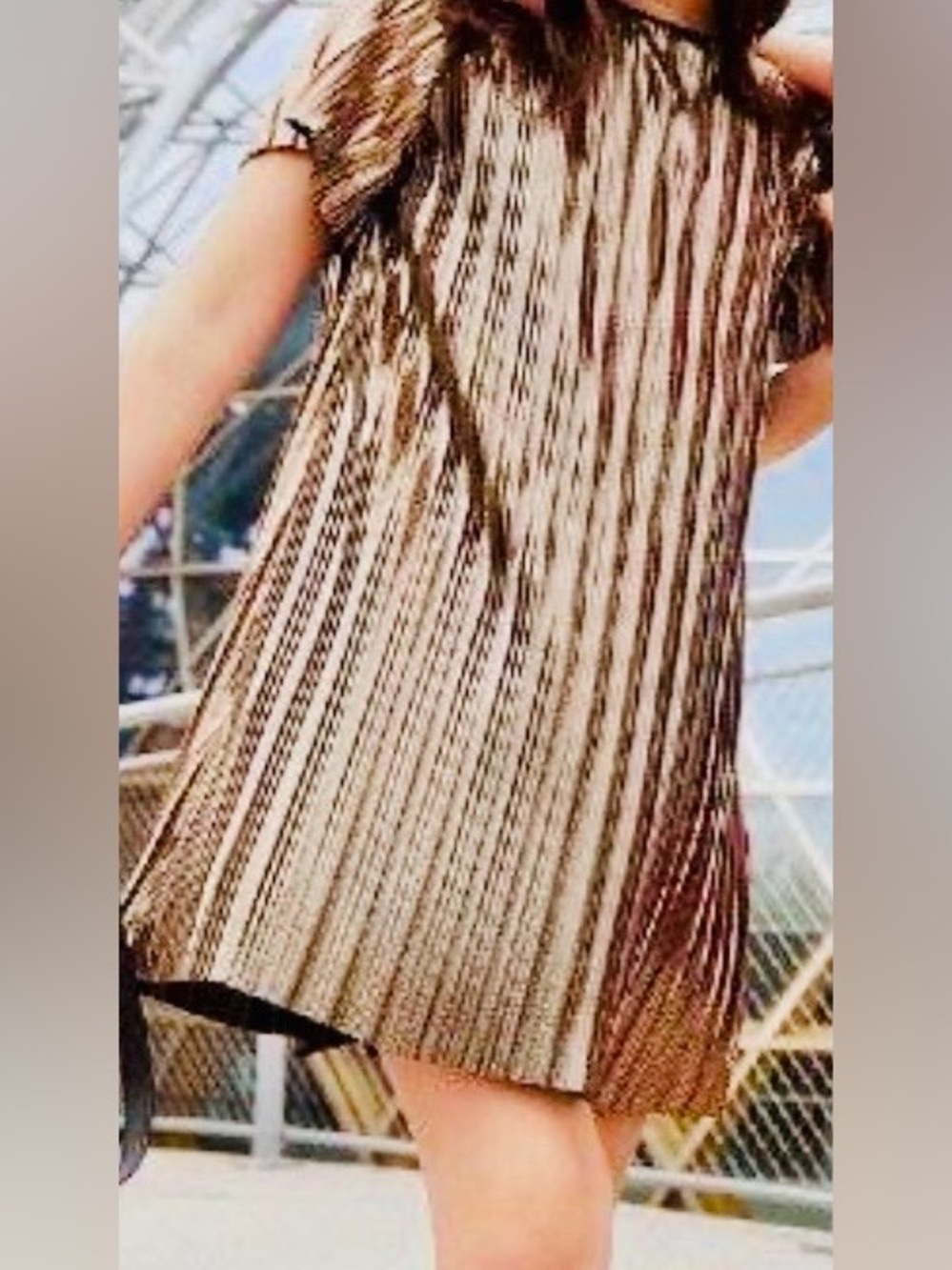 MICHAEL Michael Kors Gold Metallic Striped Dress -NWOT